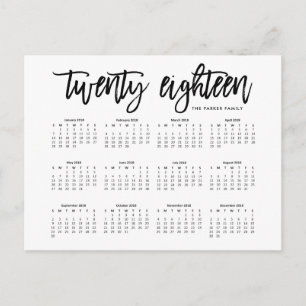 Kalender 2018   Moderne Typografie Postkarte