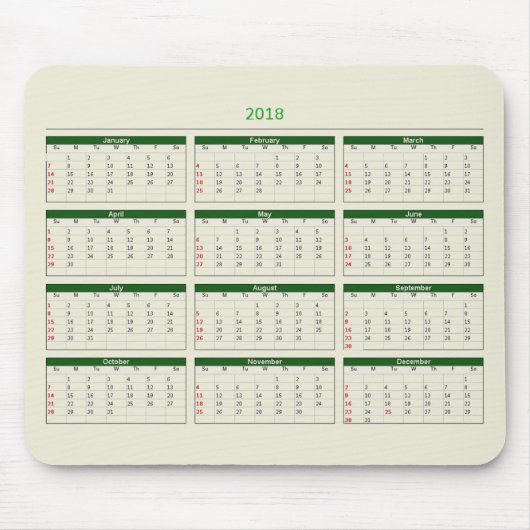 Kalender 2018 mousepad (Vorne)