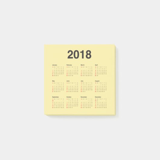 Kalender 2018 post-it klebezettel (Vorderseite)