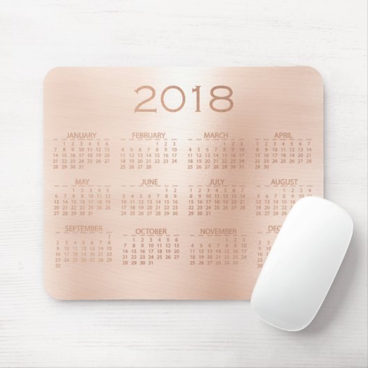 Kalender 2018 Rose Gold Metallic Blush Mousepad (Mit Mouse)