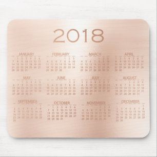 Kalender 2018 Rose Gold Metallic Blush Mousepad