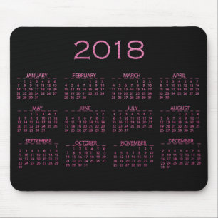 Kalender 2018 Schwarz-Bright Vivid Pink Glitzer Mousepad