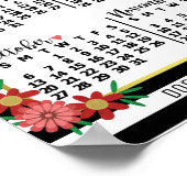 Kalender 2019 - Blumenmuster | Benutzerdefinierter Poster (Ecke)