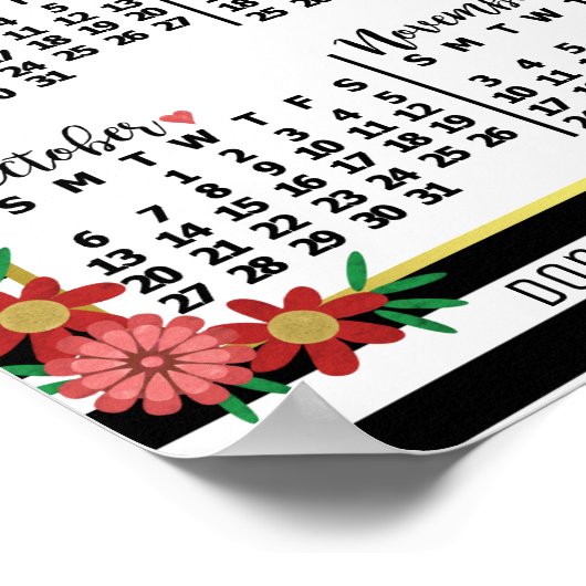 Kalender 2019 - Blumenmuster | Benutzerdefinierter Poster (Ecke)