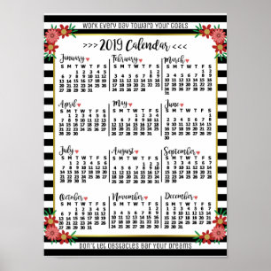 Kalender 2019 - Blumenmuster Benutzerdefinierter Poster