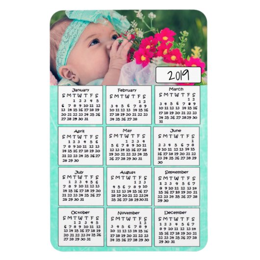 Kalender 2019 Personalisiertes Aquamarines Foto Ma Magnet (Vertikal)