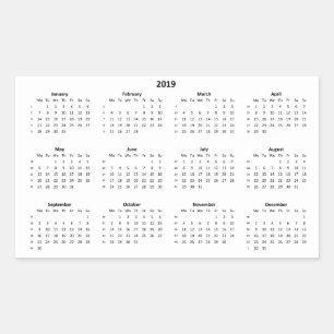 Kalender 2019 rechteckiger aufkleber