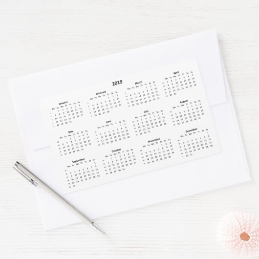 Kalender 2019 rechteckiger aufkleber (Umschlag)