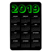 Kalender 2019 - Schwarz und Grün Magnet (Vertikal)