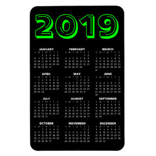 Kalender 2019 - Schwarz und Grün Magnet