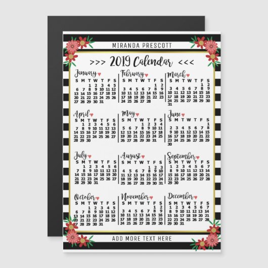 Kalender 2019 (Siehe Beschreibung der neuen Versio Magnetkarte (Vorne/Hinten)