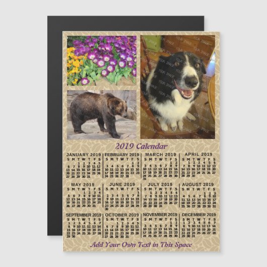 Kalender 2019 (Siehe Beschreibung der neuen Versio Magnetkarte (Vorne/Hinten)