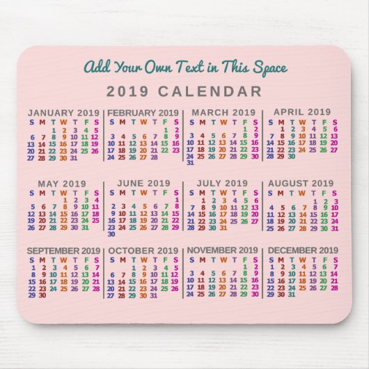 Kalender 2019 (Siehe Beschreibung der neuen Versio Mousepad (Vorne)