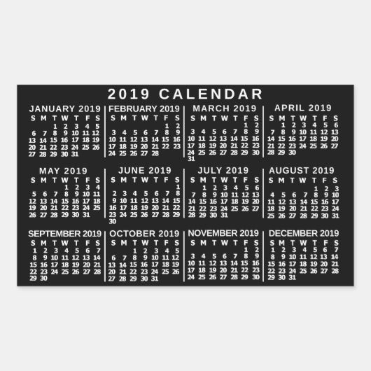 Kalender 2019 (Siehe Beschreibung der neuen Versio Rechteckiger Aufkleber (Vorderseite)