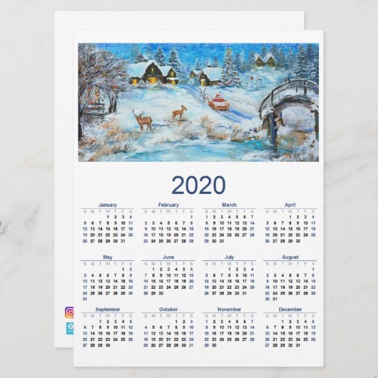 Kalender 2020 feiertagskarte (Vorne/Hinten)