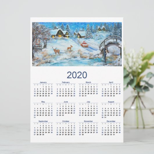 Kalender 2020 feiertagskarte (Stehend Vorderseite)