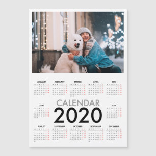 Kalender 2020 mit Foto Schwarz-weiß-Minimal Magnetkarte
