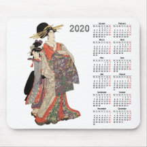 Kalender 2020 mit Vintagem japanischem Druck
