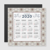 Kalender 2020 - Rotes weißes Muster Magnetkarte (Vorne/Hinten)