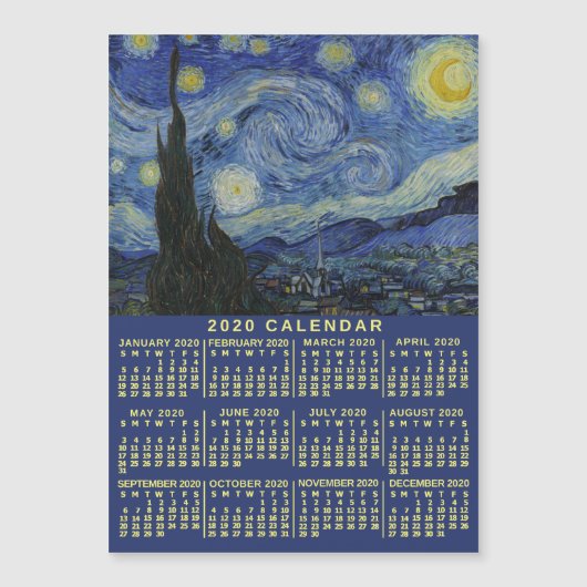Kalender 2020 (Siehe Beschreibung der neuen Versio Magnetkarte (Vorderseite)