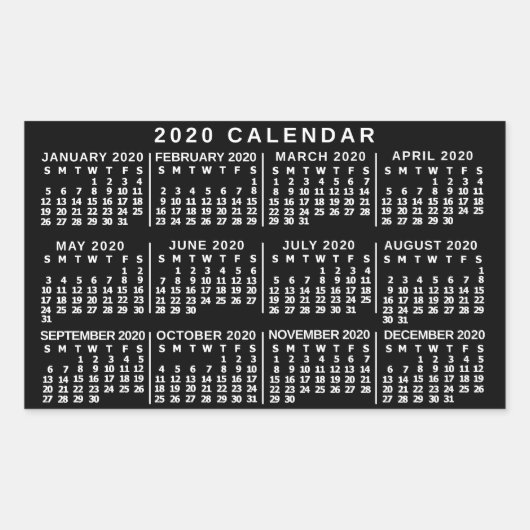 Kalender 2020 (Siehe Beschreibung der neuen Versio Rechteckiger Aufkleber (Vorderseite)