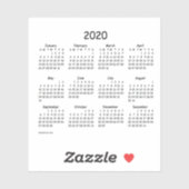 Kalender 2020 von Janz Comic Sans Transparent Aufkleber (Blatt)