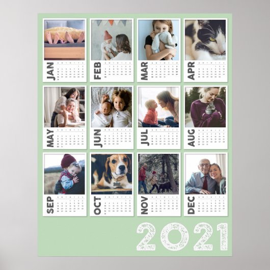 Kalender 2021 Modernes Foto Collage Poster (Vorne)