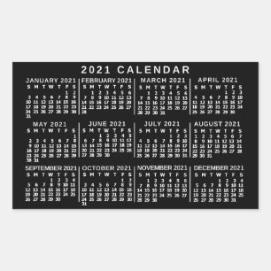Kalender 2021 (Siehe Beschreibung der neuen Versio Rechteckiger Aufkleber