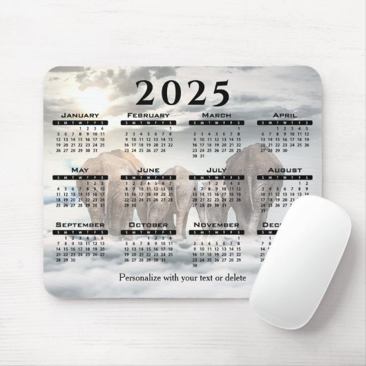 Kalender 2022 - Elefantenfamilie Hintern  Mousepad (Mit Mouse)