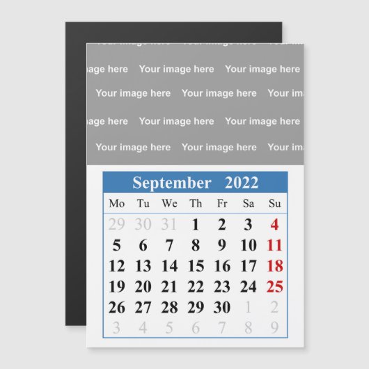 Kalender 2022 September Magnetkarte (Vorne/Hinten)