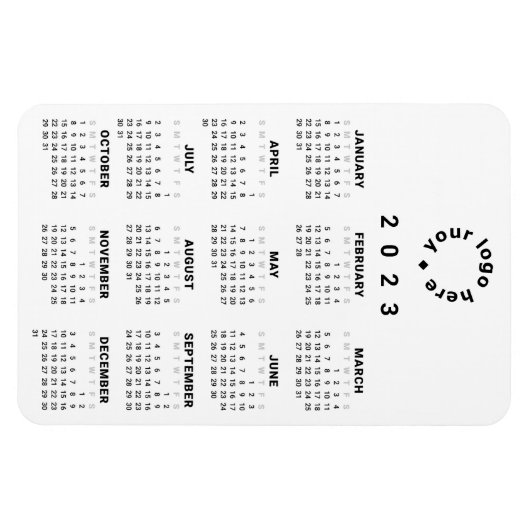 Kalender 2023 auf einen Blick mit benutzerdefinier Magnet (Horizontal)