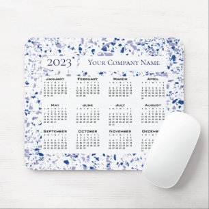 Kalender 2023 Blau Weiß Grau Terrazzo Custom Mousepad