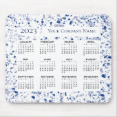 Kalender 2023 Blau Weiß Grau Terrazzo Custom Mousepad (Vorne)
