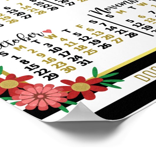 Kalender 2023 - Blumenmuster | Benutzerdefinierter Poster (Ecke)