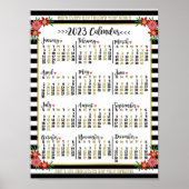 Kalender 2023 - Blumenmuster | Benutzerdefinierter Poster (Vorne)