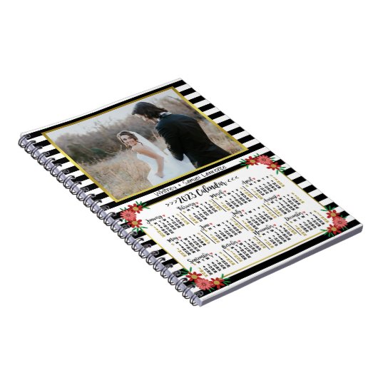 Kalender 2023 - Preppy Floral Stripes | FOTO Notizblock (Rechte Seite)