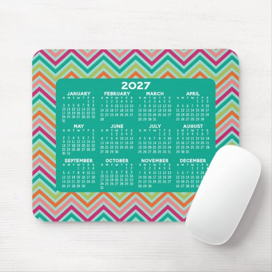 Kalender 2023 - riesige, farbenfrohe Zickzack Dars Mousepad (Mit Mouse)