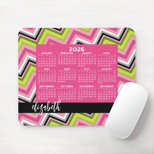Kalender 2023 - riesige, farbenfrohe Zickzack Dars Mousepad (Mit Mouse)