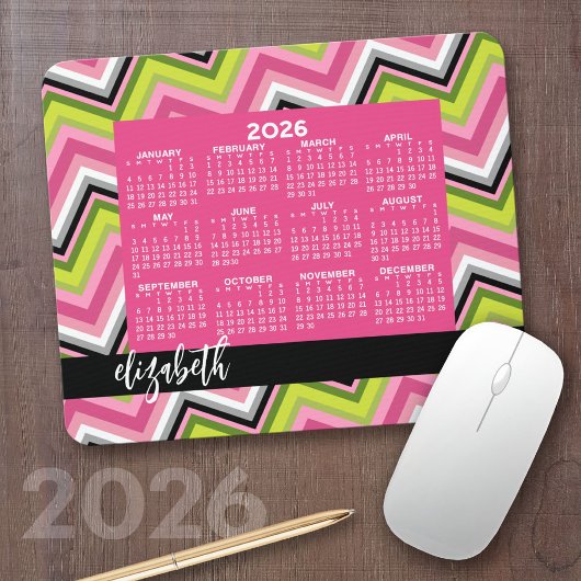 Kalender 2023 - riesige, farbenfrohe Zickzack Dars Mousepad