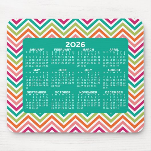 Kalender 2023 - riesige, farbenfrohe Zickzack Dars Mousepad (Vorne)