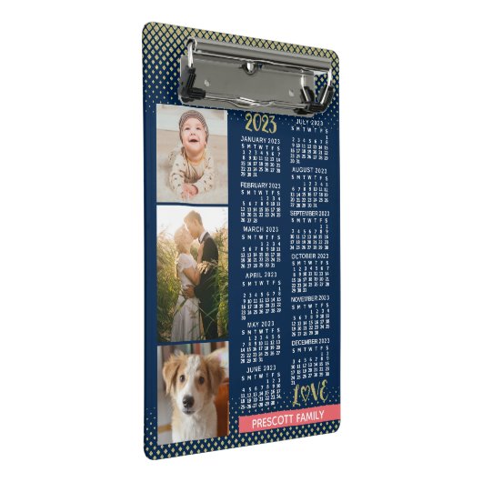 Kalender 2023 (siehe Beschreibung der neuesten Ver Mini Klemmbrett (Schrägansicht)