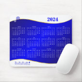 Kalender 2024 auf blauem Hintergrund Mousepad (Mit Mouse)