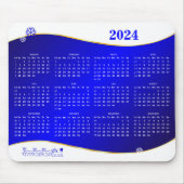 Kalender 2024 auf blauem Hintergrund Mousepad (Vorne)