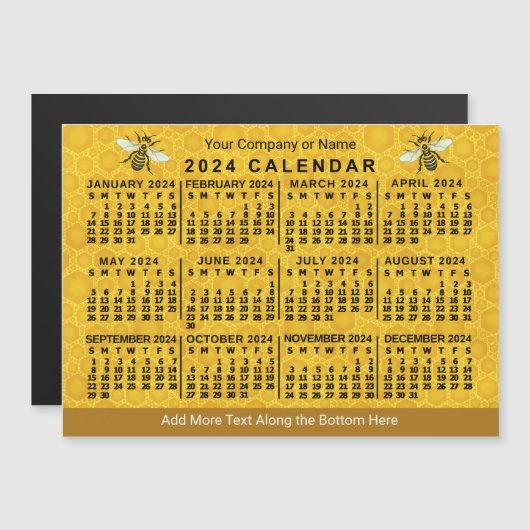 Kalender 2024 Bienenwabenkollektor Magneteinladung (Vorne/Hinten)