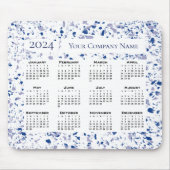 Kalender 2024 Blau Weiß Grau Terrazzo Custom Mousepad (Vorne)