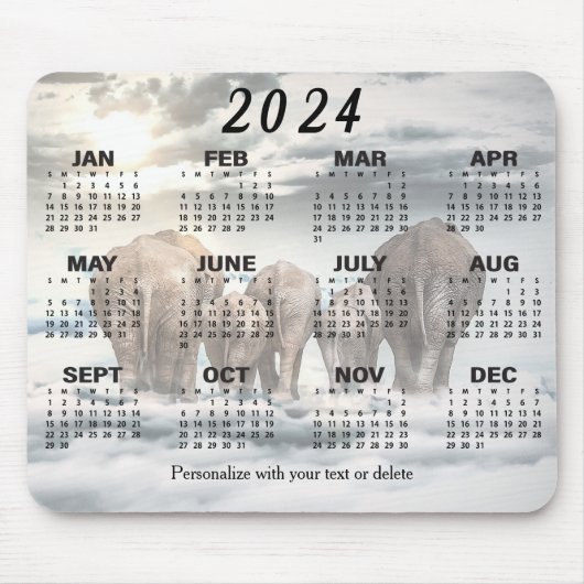Kalender 2024 - Elefantenfamilie Hintern Mousepad (Vorne)