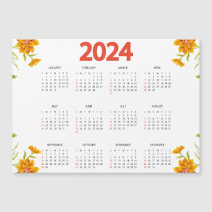 Kalender 2024 für die vollständige Jahresansicht - Magneteinladung
