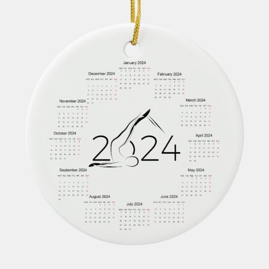 Kalender 2024 für Pilates-Ausbilder Keramik Ornament (Vorne)