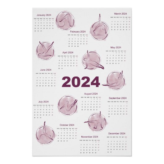 Kalender 2024 für Pilates-Ausbilder Poster (Vorderseite)