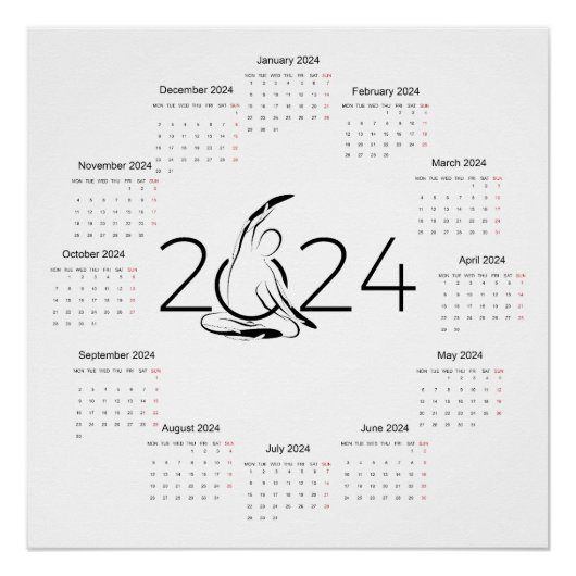 Kalender 2024 für Pilates-Ausbilder Poster (Vorderseite)